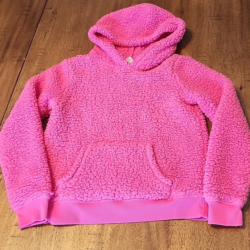 JUMPING BEANS THICK FUZZY PINK HOODED PULL OVER SZ 8